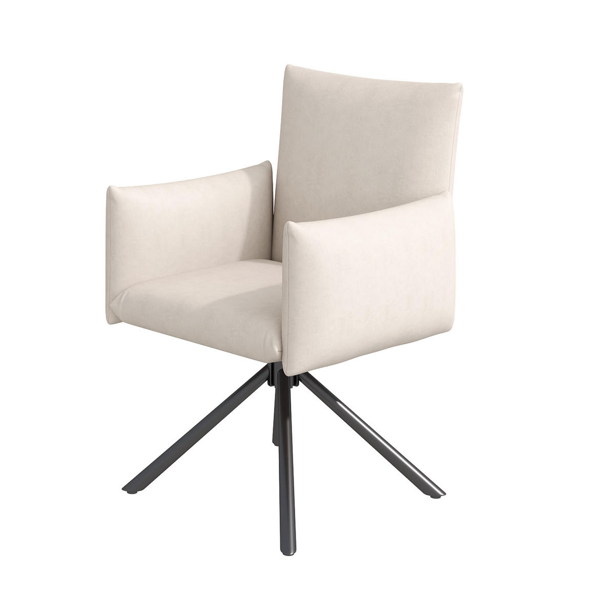 JÍDELNÍ ŽIDLE sada 2 ks, otočné s područkami, sametové čalounění, kovová podnož - béžová, textil (60/88/60cm) - Urban Meuble