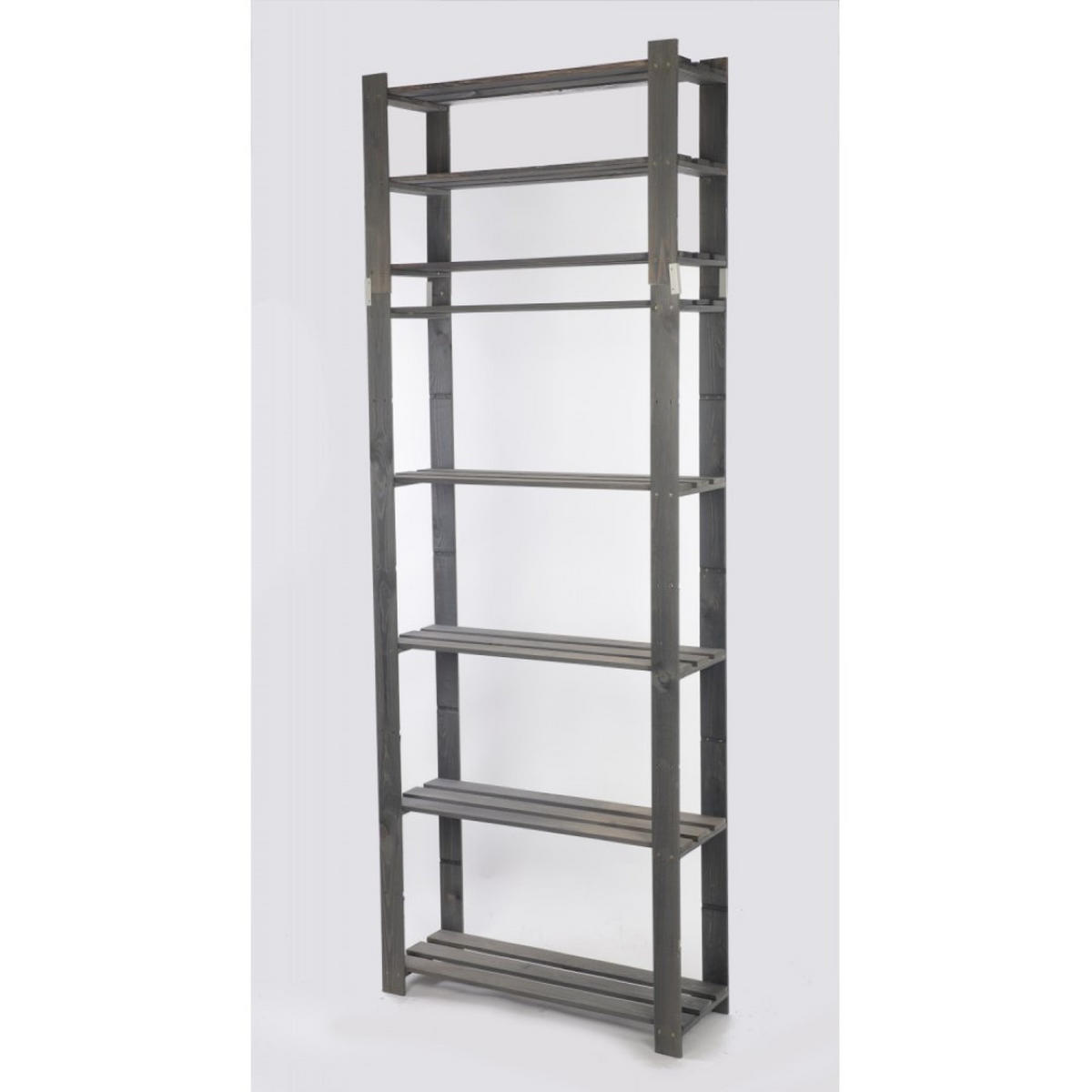 HOLZREGAL PINEPEAK 220x80x28cm 7 Fachboden 1,2cm dickes Kiefernholz Grau - Grau, Holz (80/220/28cm) - PROREGAL