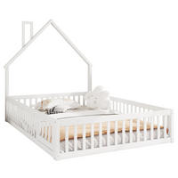 KINDERBETT 140/200 cm mit Schornsteinform, Lattenrost und Sicherheitsgitter aus Kiefer /MDF, Weiß - Weiß, Holzwerkstoff (140/200cm) - Redom