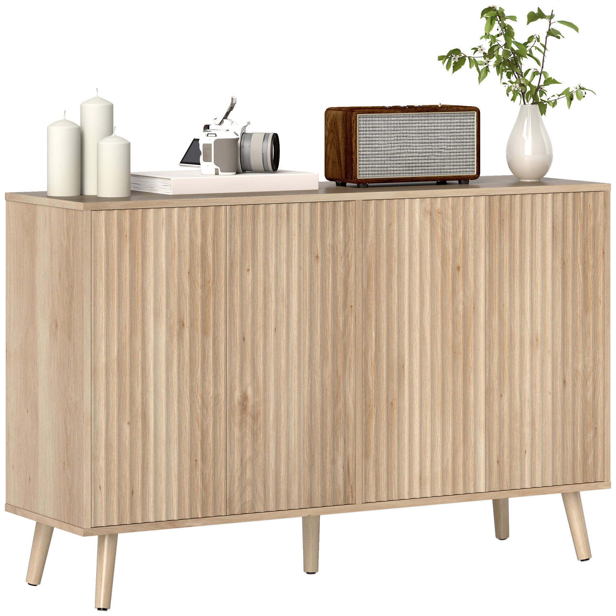 SIDEBOARD Eiche, 4 Türen, 120/35/77,5 cm - Eichefarben, Holz (120/77.5/35cm) - PANGIVO