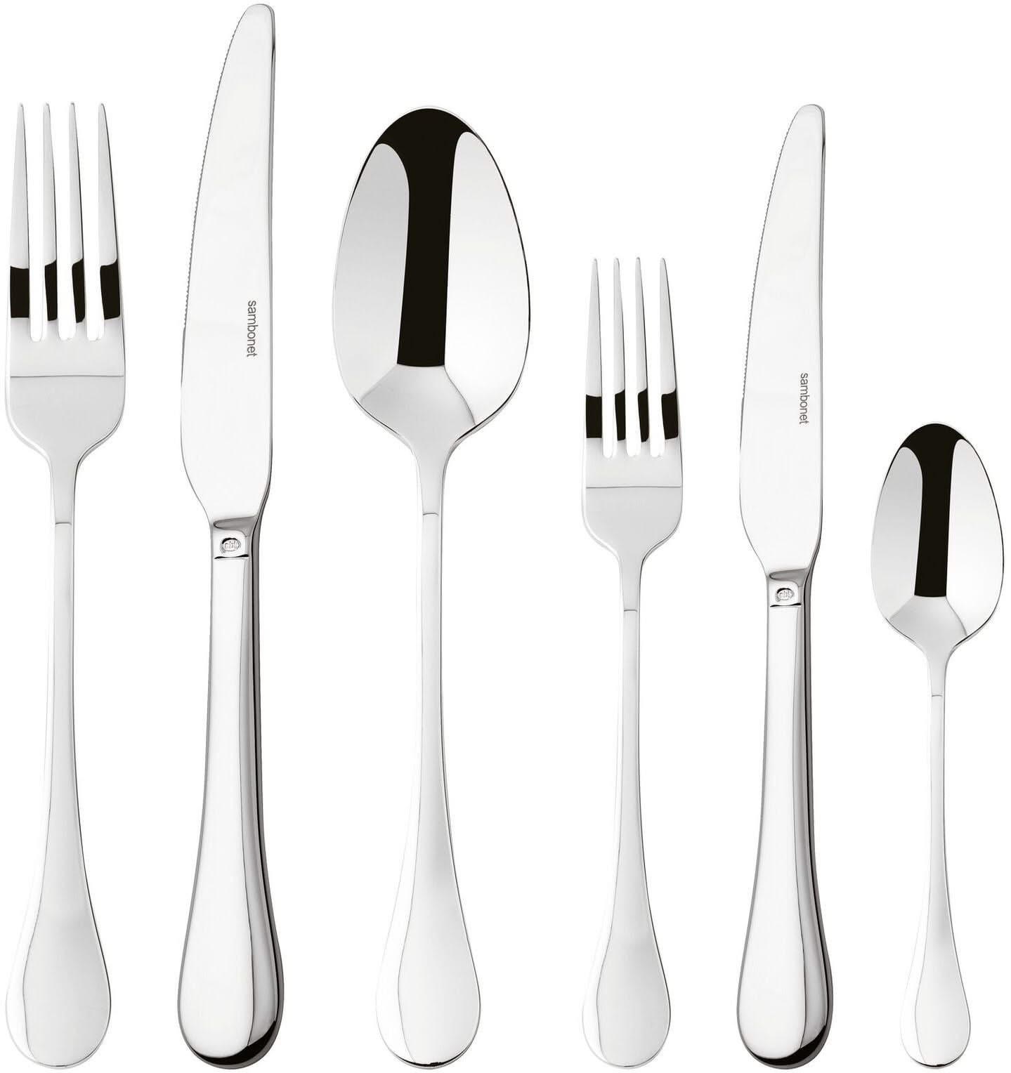 BESTECKSET Bloom - Edelstahl - Monoblock - 36-teilig / 6 Personen - Silberfarben, Metall - Sambonet
