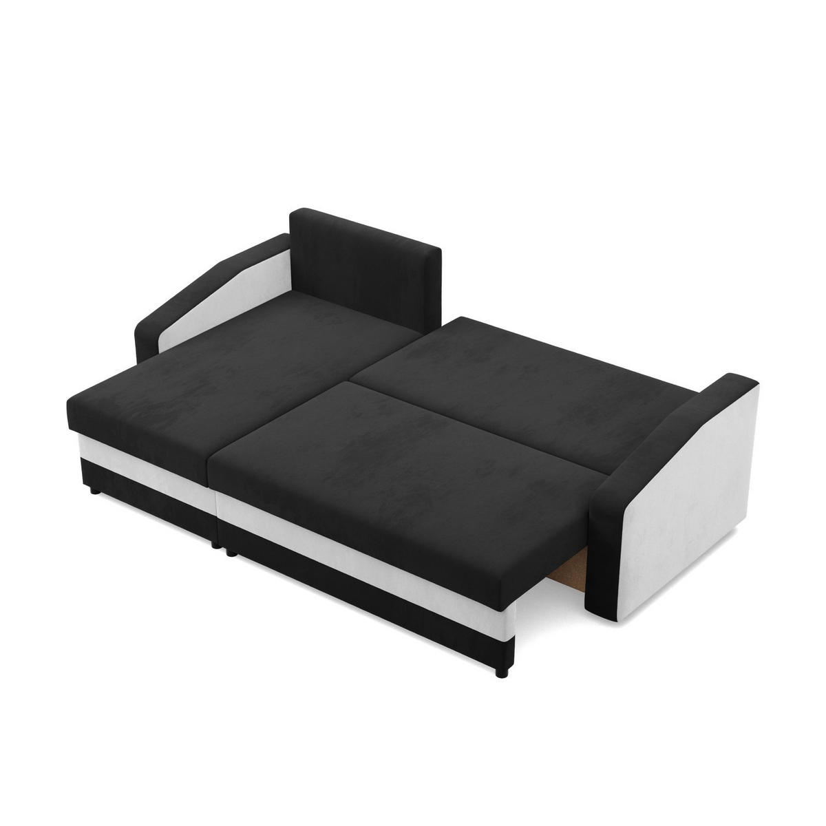 ECKSOFA MIT SCHLAFFUNKTION ORION, Schwarz + Weiß - Multicolor, Textil (231/140cm)