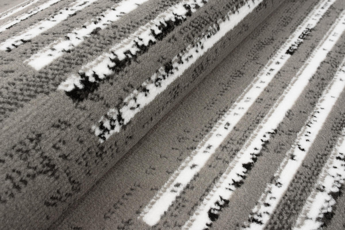TEPPICH LUXURY Grau Geometrisch Streifen 140/200 cm - Grau, Textil (140/200cm) - Tapiso