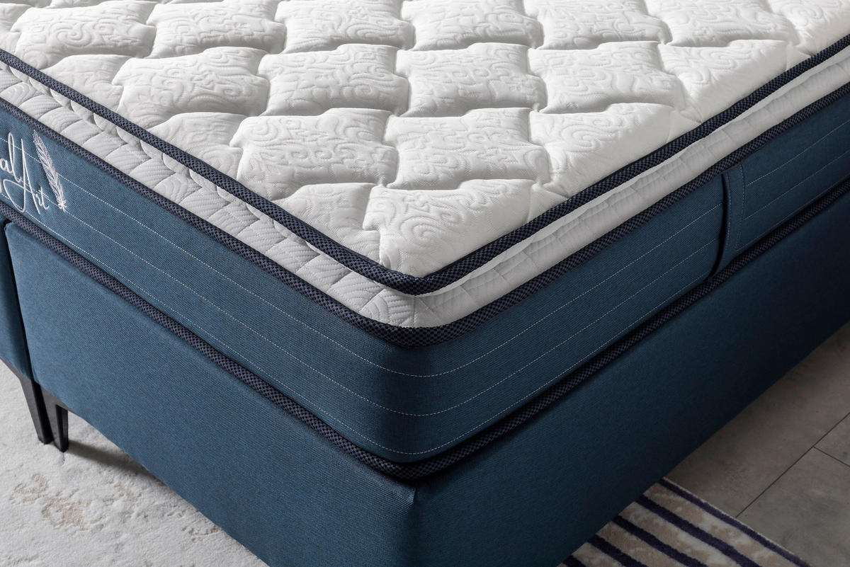 POLSTERBETT-SET Royal Art 180x200 Blau - Bett inkl. Matratze - Blau, Metall (180/200cm) - Villa Möbel