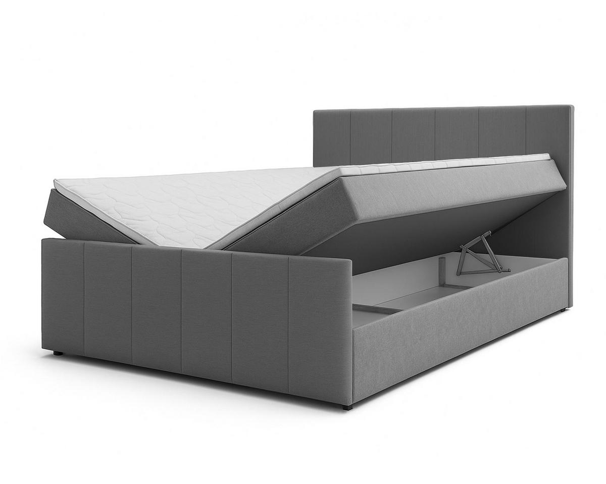 BOXBETT LEVENTE 160x200 cm mit Bettkasten und Matratze - Grau - Schwarz/Grau, Holz/Holzwerkstoff (160/200cm) - AX Living