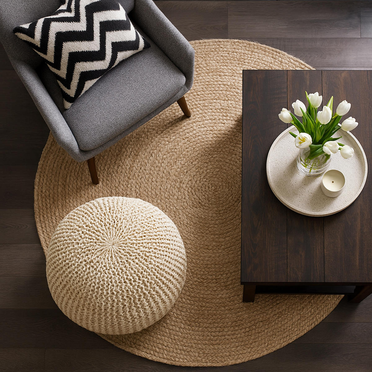 STRICKPOUF - Schwarz, Kunststoff/Textil (46/33/46cm) - Relaxdays