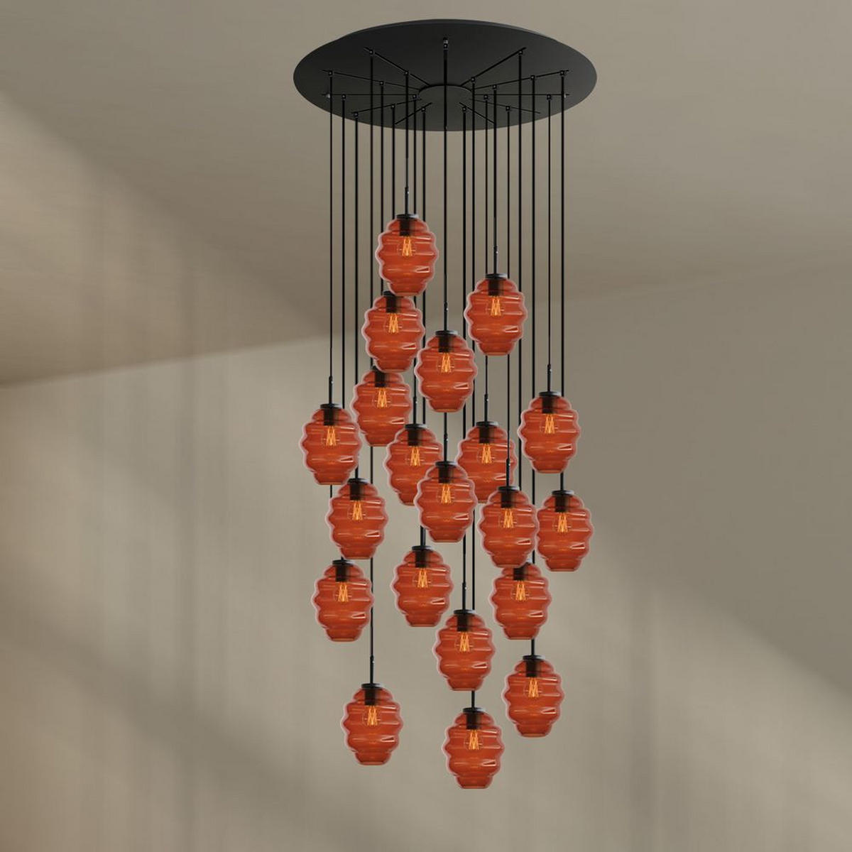GALERIELEUCHTE Echos 20-flammig Braun Ø 18cm - Schwarz/Braun, Glas (18/18/20cm) - s.luce