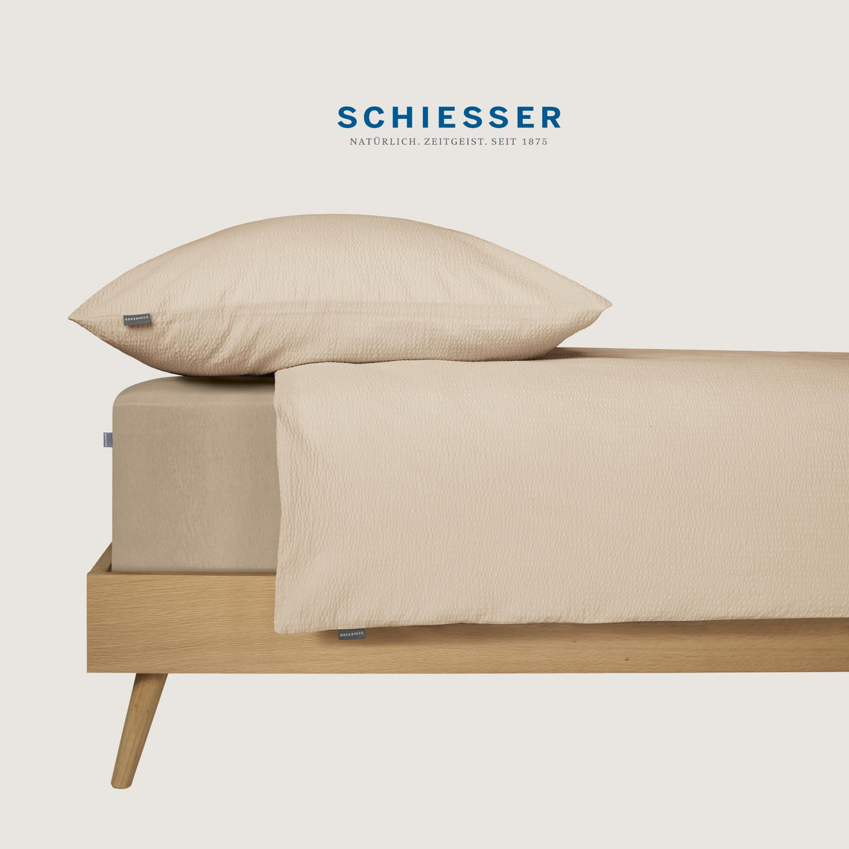 BETTWÄSCHESET Laura - Baumwoll Seersucker - 2-teilig - 135 x 200 cm - Helltaupe - Taupe, Textil (135/200cm) - SCHIESSER