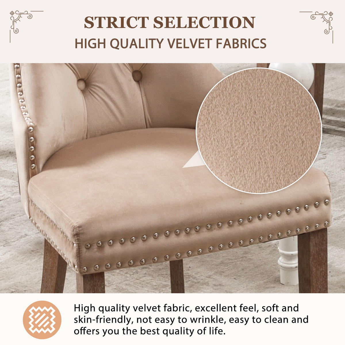 ESSZIMMERSTUHL 2er Set gepolstert Holzbeine beige - Beige, Holz (53.5/95/64cm) - LEBENLANG