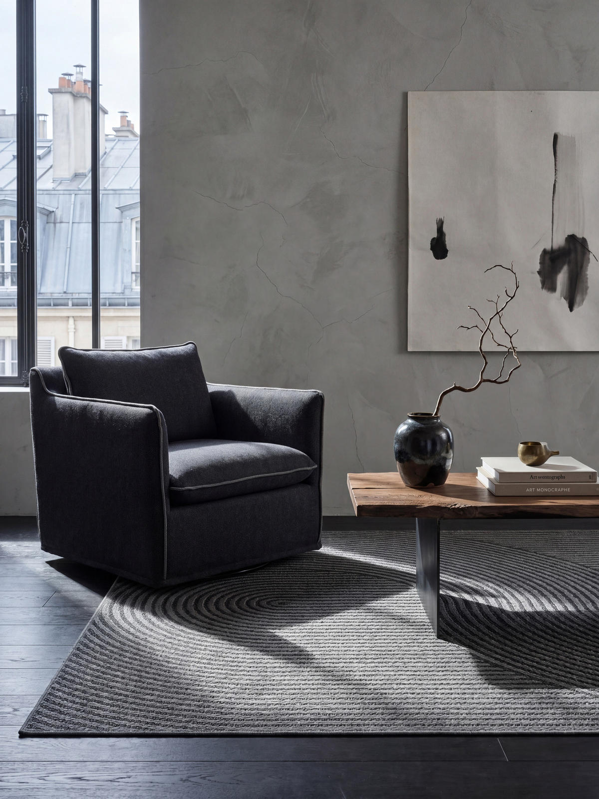 FLACHWEBTEPPICH Geometrisch BORNO Polypropylen Anthrazit 240 x 340 cm - Anthrazit, Textil (240/340cm) - KADIMA DESIGN