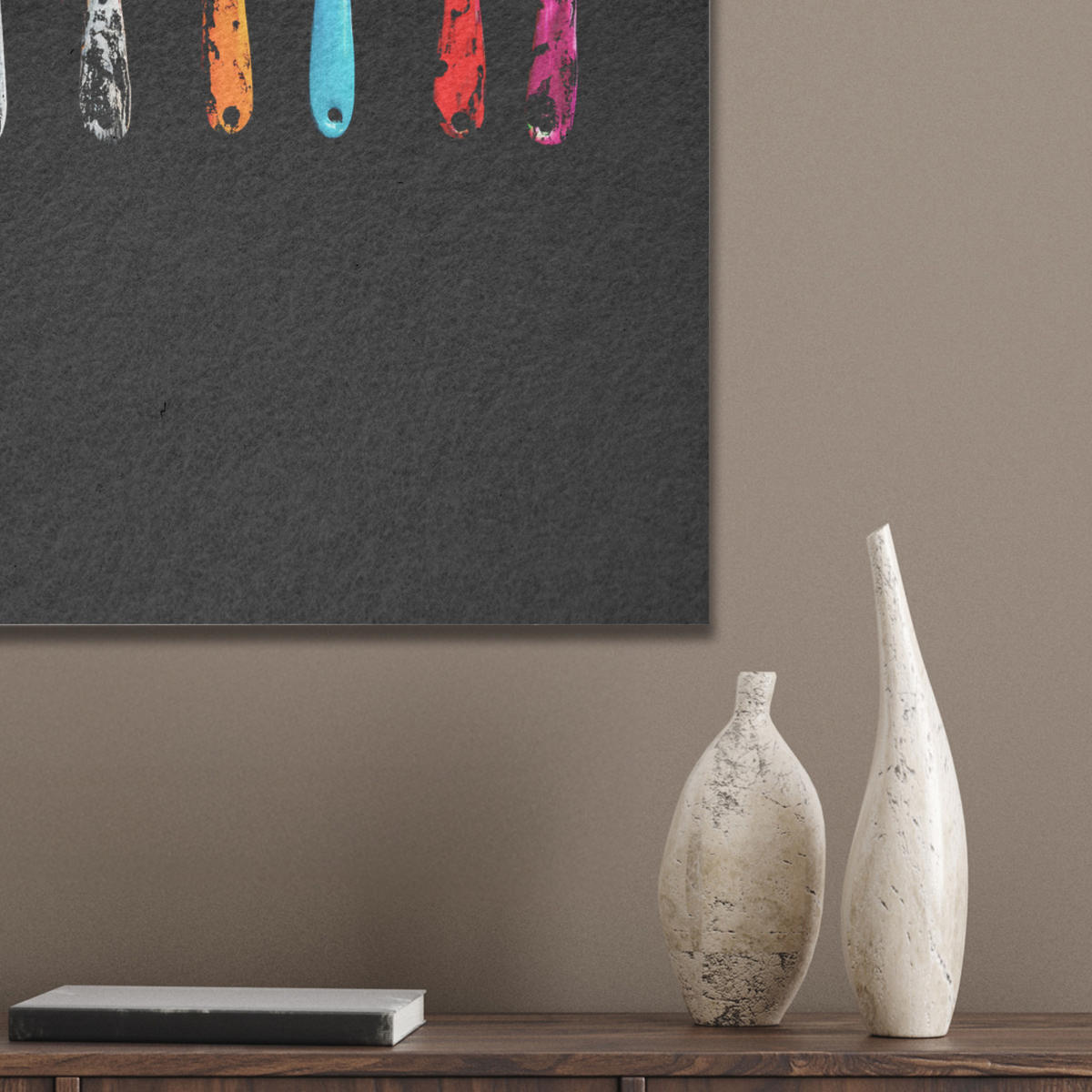 AKUSTIKBILD Löffel - Gewürze - Modern - Graffiti - Farbe - Farbenfroh Kunstdruck Schlafzimmer 50x70 cm - Multicolor, Kunststoff (50/70/0.9cm) - MuchoWow