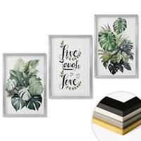 WANDBILDER 3er Set - 40x60 cm Silberner Rahmen - Blattpflanzen leben, lachen, lieben - Silberfarben, Kunststoff (40/60cm) - ArtPrintCave