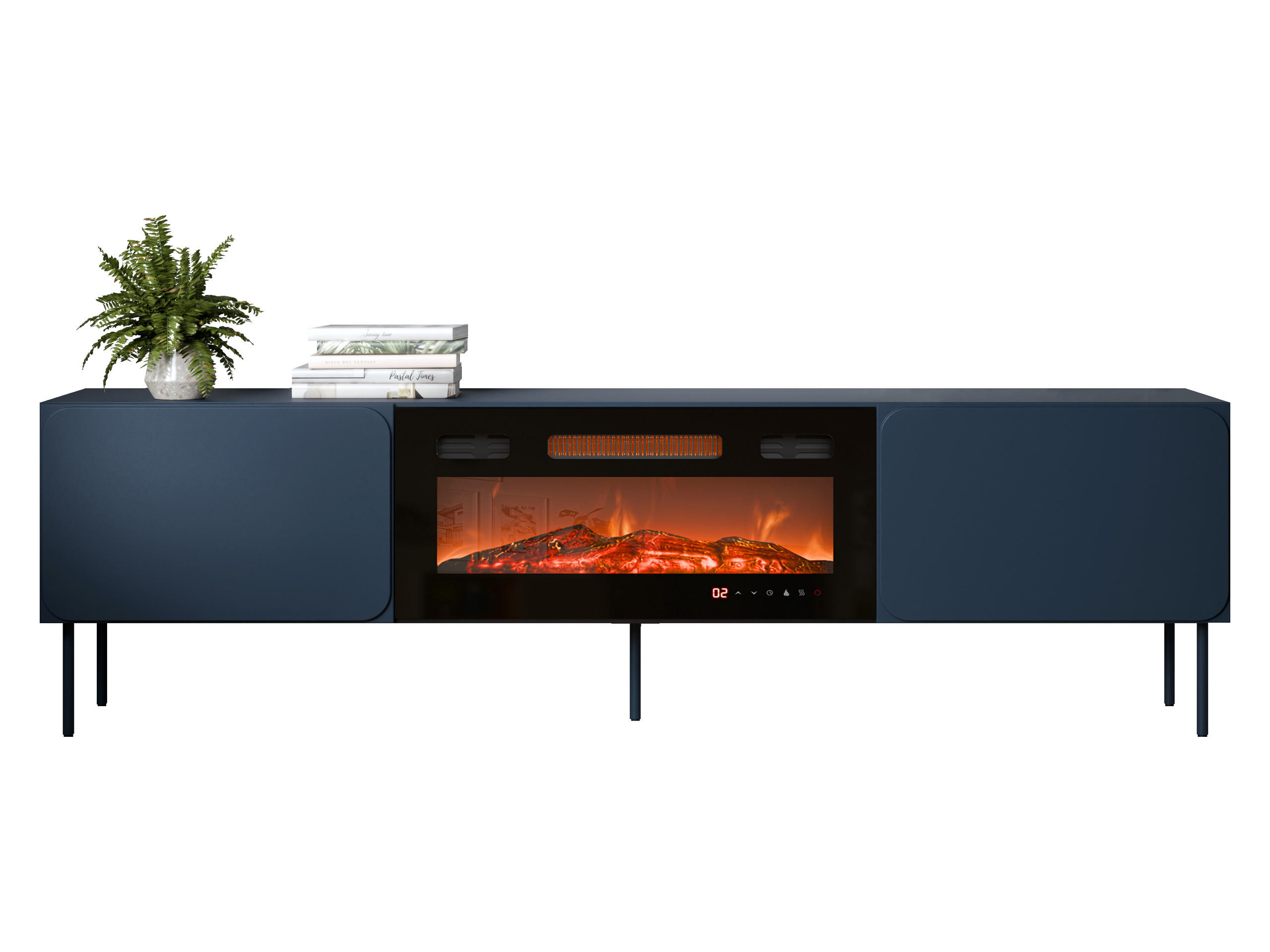 TV-LOWBOARD Rafael 200 EF mit Kamin - Blau, Holzwerkstoff/Metall (200/58/40cm) - MIRJAN24