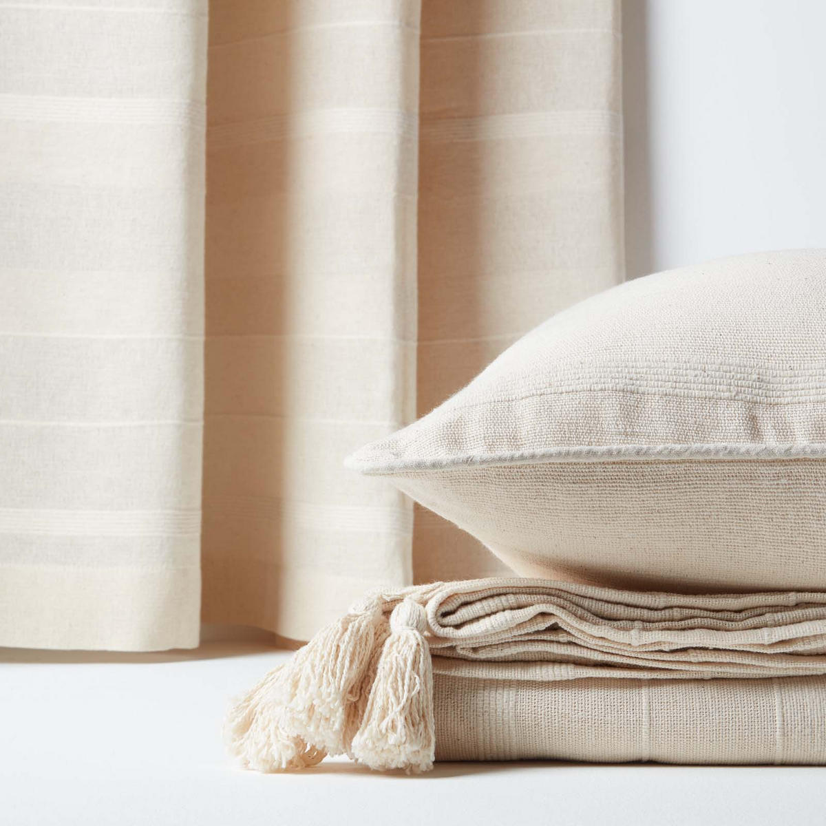 KISSENHÜLLE Rajput 45/45 cm, 100% Baumwolle - Creme, Textil (45/45cm) - Homescapes