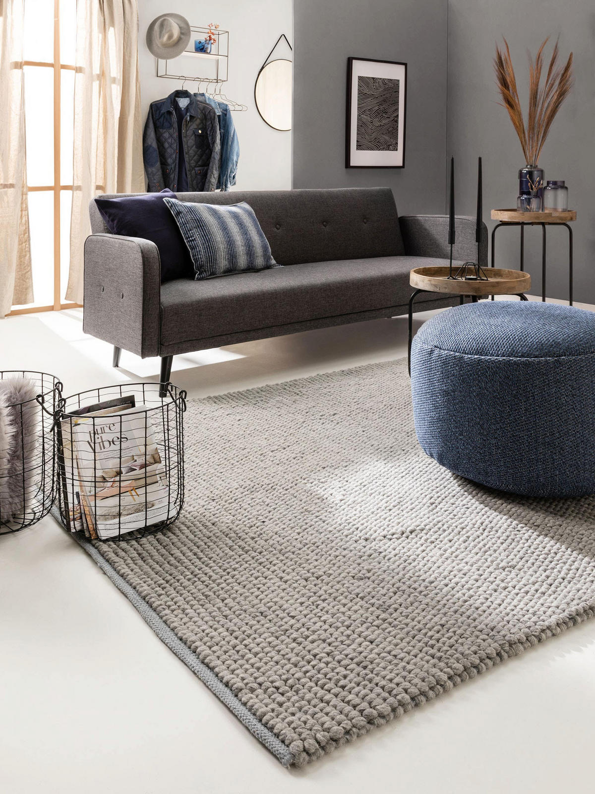WOLLTEPPICH Beads Grau 80x150 cm - Grau, Textil (80/150cm) - benuta Pure