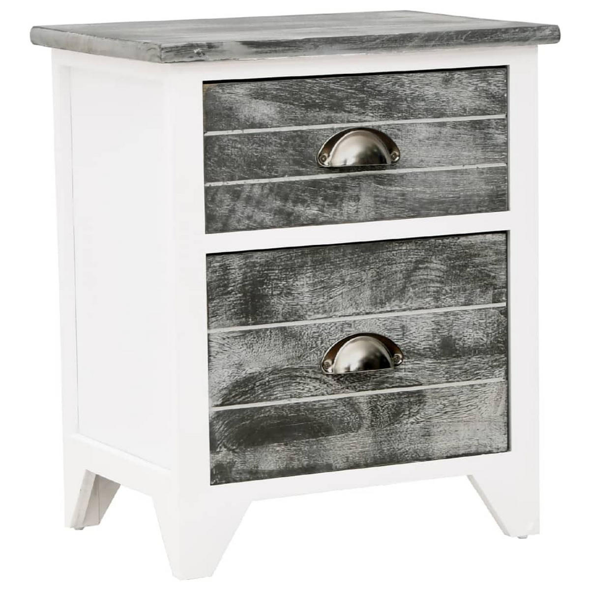 NACHTTISCH 2-teilig mit 2 Schubladen 38/28/45 cm in Grau Und Weiß - Weiß/Grau, Holz (38/45/28cm) - vidaXL