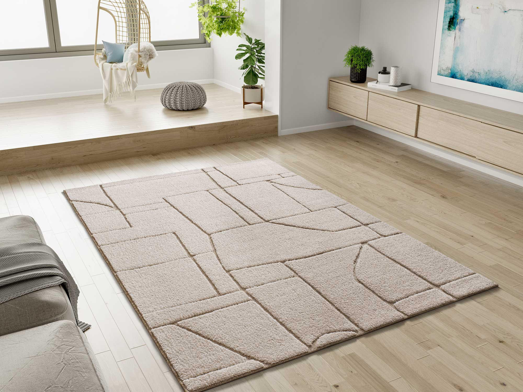 Thumbnail - Atticgo Webteppich, Weiß, Textil, Abstrakt, Rechteckig, 160x230 cm, Oeko-Tex® Standard 100, in verschiedenen Größen erhä...
