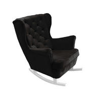 SCHAUKELSESSEL mit gepolstertem Sitz und Armlehnen, 102x81x95 cm, Schwarz_29884 - Aubergine/Weiß, Holz/Textil (81/102/95cm) - DomoHome