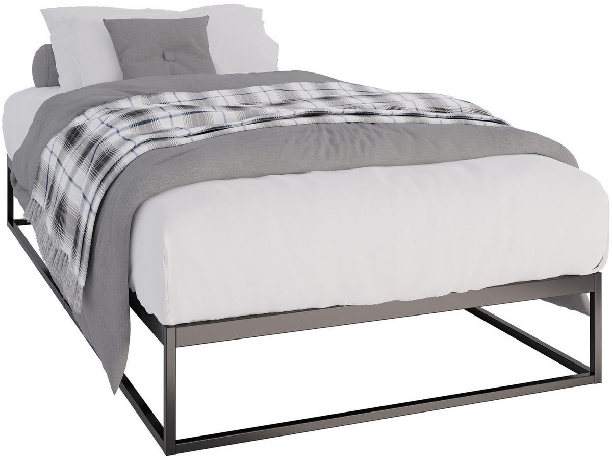 METALLBETT 105.5/205.5/25.5 cm Metall Schwarz - Schwarz, Metall (105.5/205.5cm) - CLP