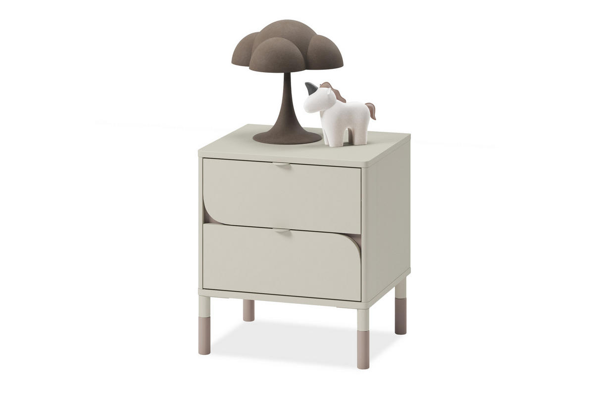 NACHTTISCH CATTA mit Schubladen, cremefarben - Creme, Holz (46/52/40cm) - KONSIMO®