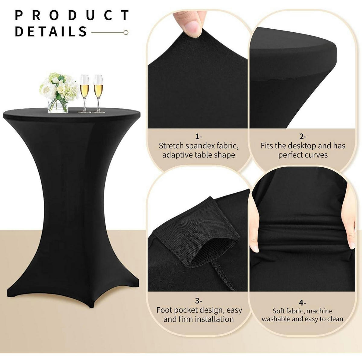 STEHTISCHHUSSE 10er Set Schwarz Ø 80 cm - Schwarz, Textil (80/110cm)