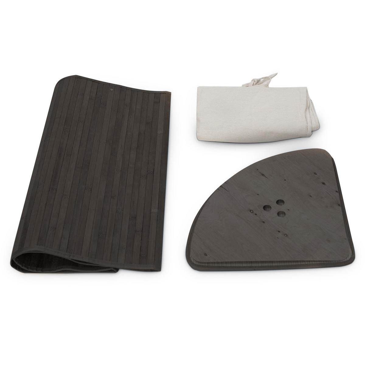 ECKWÄSCHEKORB - Schwarz, Holz/Textil (49.5/65/37cm) - Relaxdays