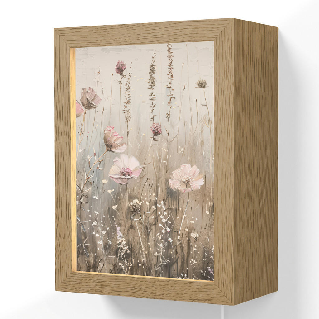 OnlyWow NÁSTĚNNÁ LAMPA Květiny - růžová - moderní - béžová 15x20 cm