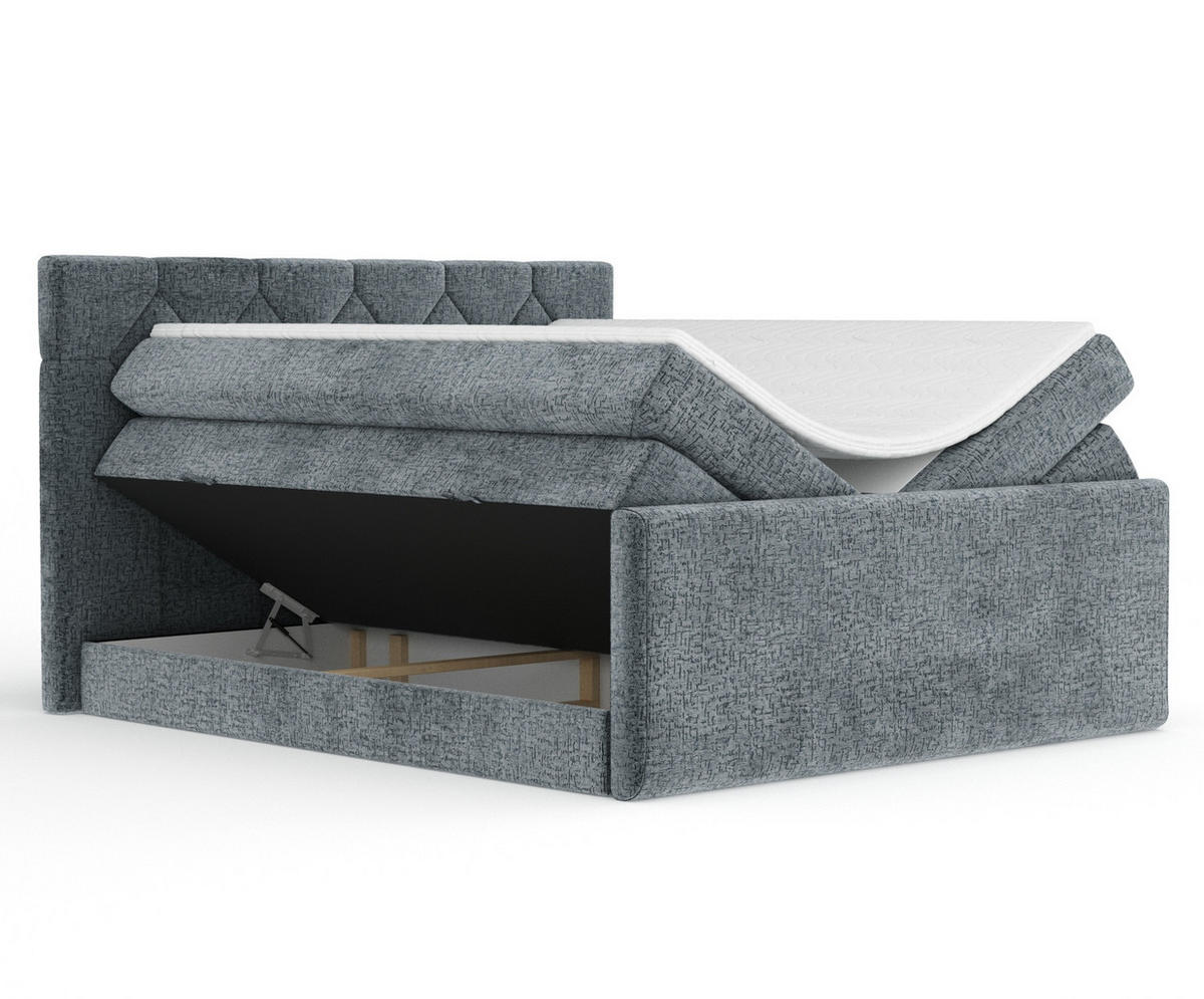 BOXSPRINGBETT Toma Blau Grau 140/200 cm - Blaugrau/Schwarz, Holz/Holzwerkstoff (140/200cm) - Maison de Reve