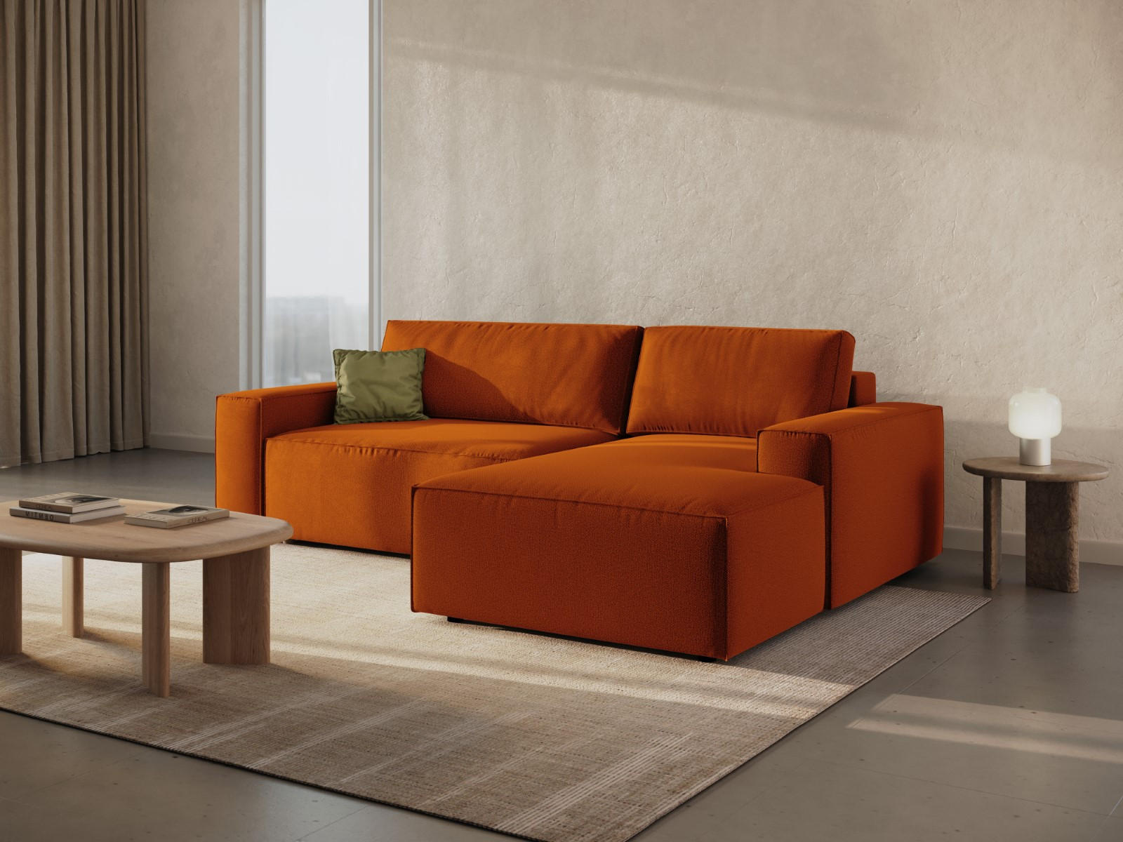 Thumbnail - Micadoni Ausklappbares-Ecksofa, Terra cotta, Textil, 3-Sitzer, L-Form, 246x151 cm, Hergestellt in Europa, Wohnzimmer, So...