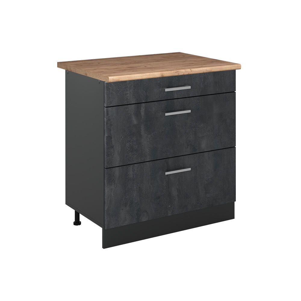 Vicco Küchenunterschrank Schwarz, Anthrazit 80x81.6x60 cm