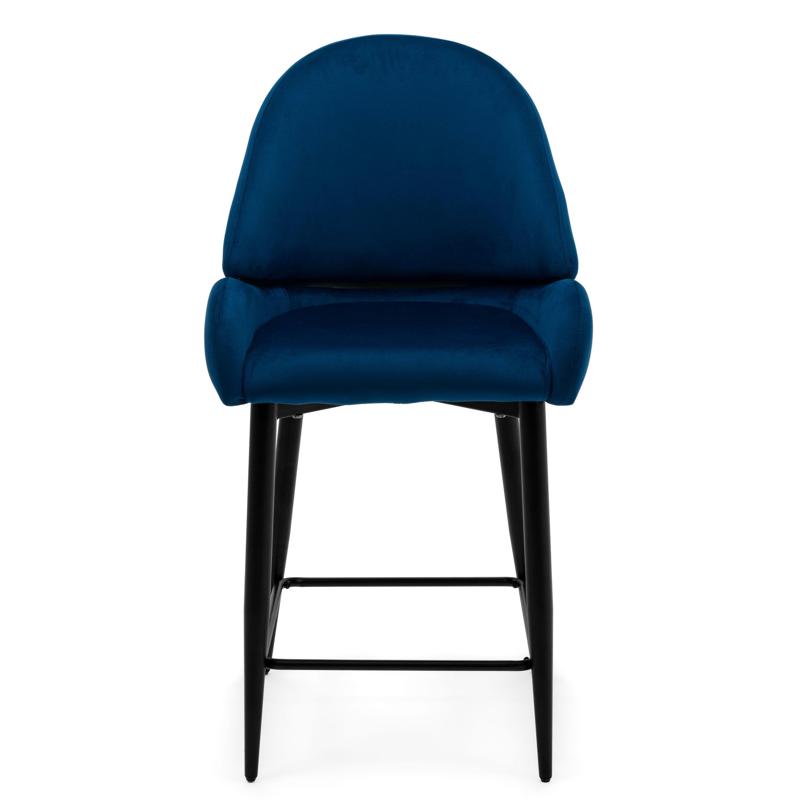 BARHOCKER BERGAMO gepolsterter mit Steppung - dunkelblau - Samt Velour - Blau/Schwarz, Textil/Metall (56/106/61cm) - NEW HOME
