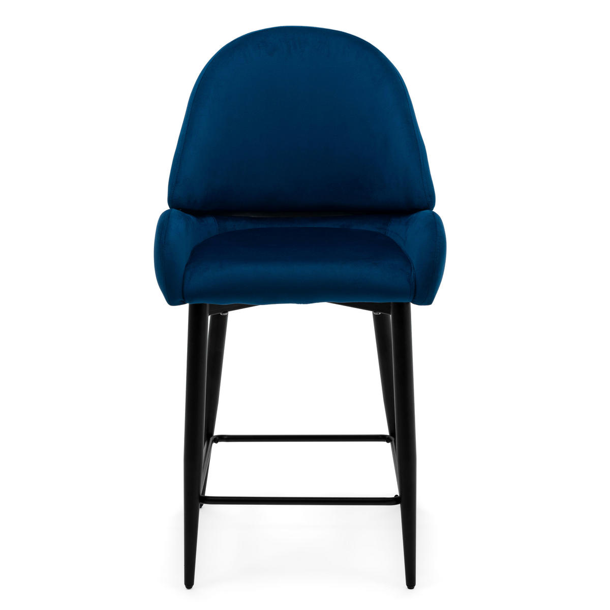 BARHOCKER BERGAMO gepolsterter mit Steppung - dunkelblau - Samt Velour - Blau/Schwarz, Textil/Metall (56/106/61cm) - NEW HOME