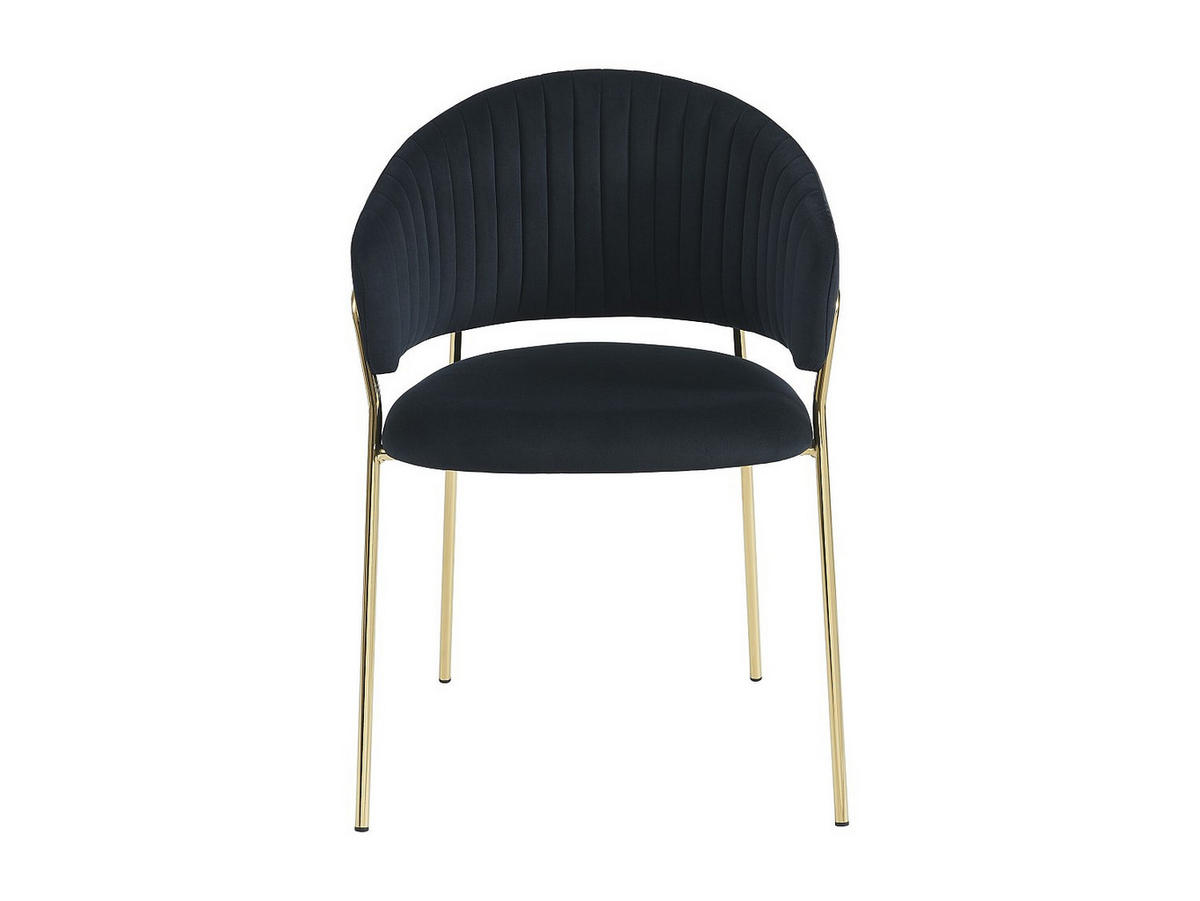 STUHL 6er-Set - Samt & goldfarbenes Metall - Schwarz - MADOLIA - Schwarz, Textil (55/81/55cm) - Pascal Morabito