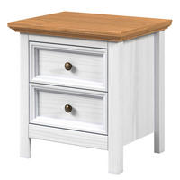 MASSIVE NACHTKOMMODE - Kiefer - Braun/Weiß, Holz/Metall (48/50/39cm) - home24