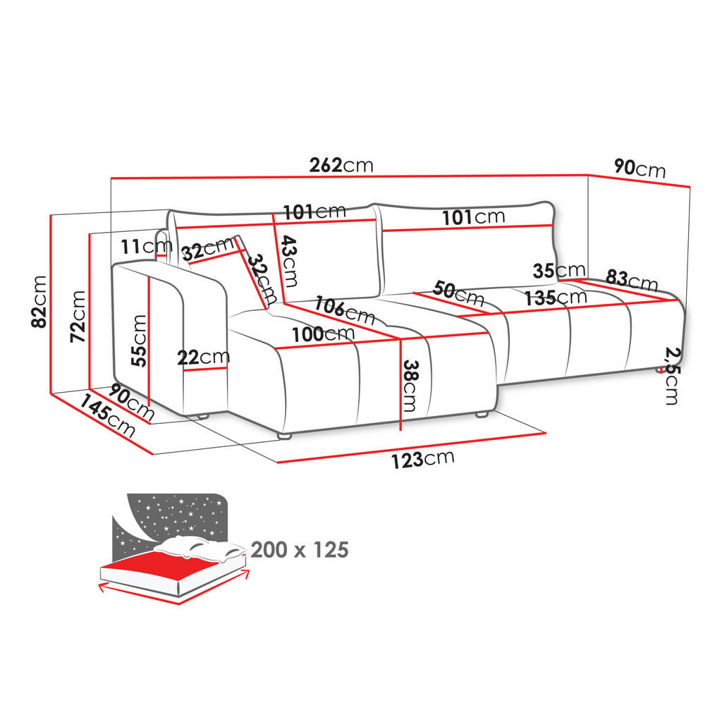 Thumbnail - Mirjan24 Ecksofa, Grau, Textil, 5-Sitzer, Ottomane links,L-Form, 262x145 cm, Wohnzimmer, Sofas & Couches, Wohnlandschaft...