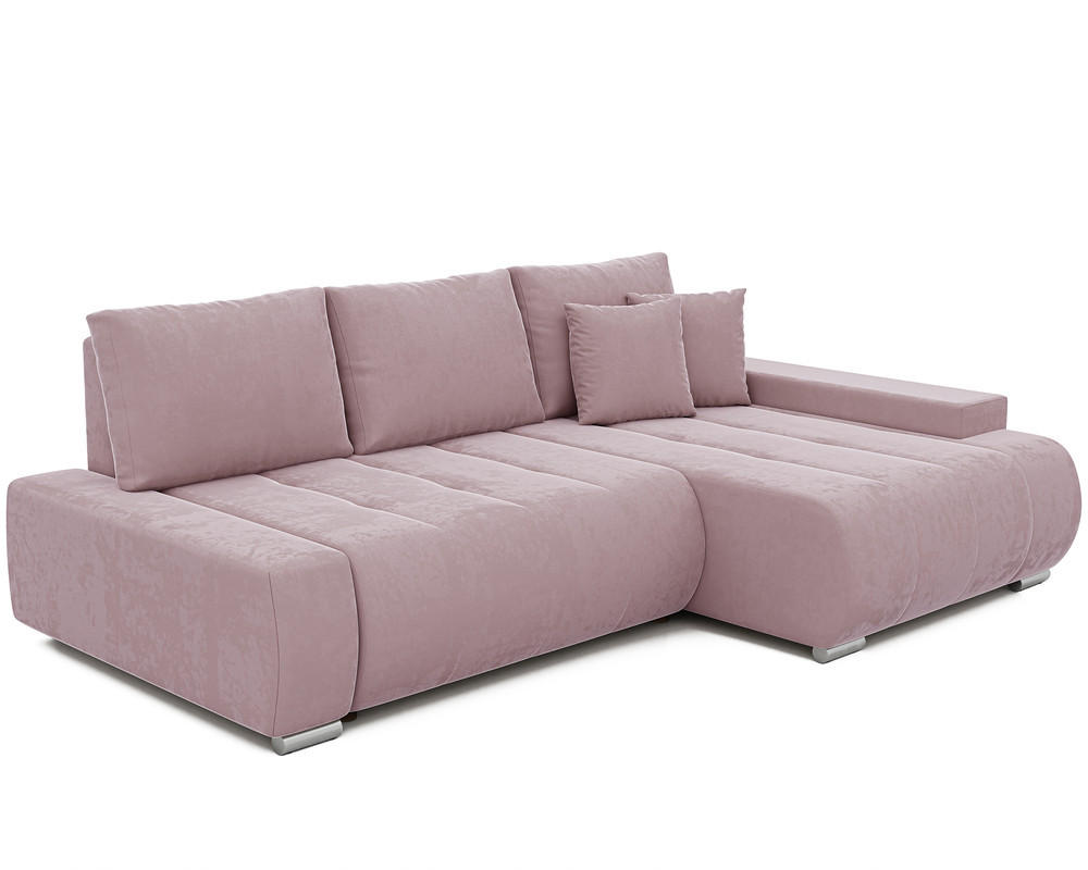 ECKSOFA NIKO Rechts, mit Schlaffunktion und Bettkasten, Rosa - Rosa, Textil (227/153cm) - Idohome