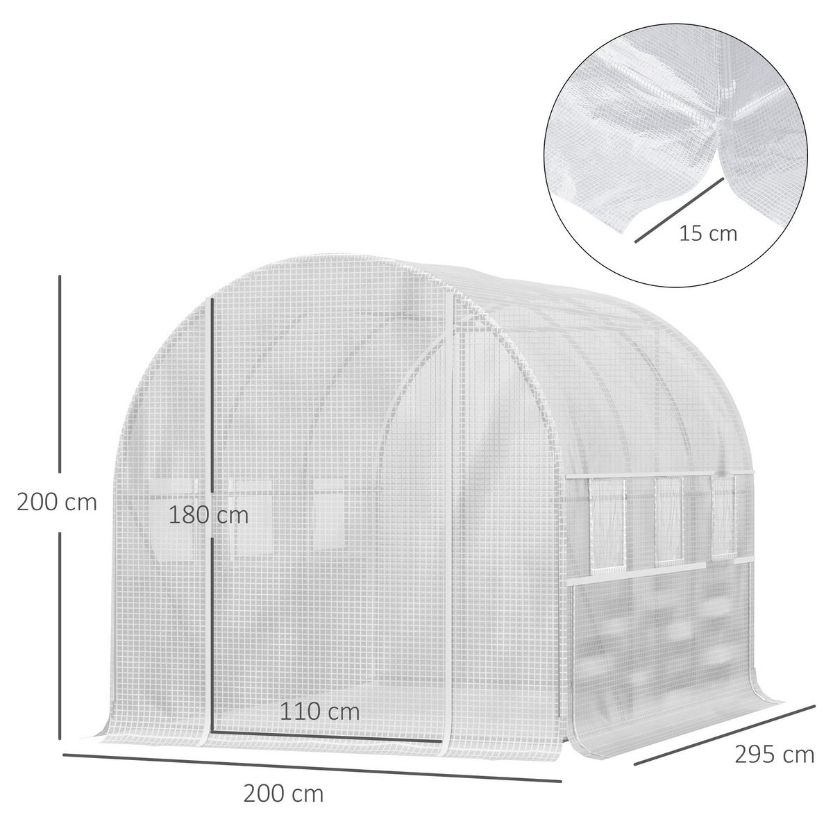 GEWÄCHSHAUS 2,95x2x2 m Tunnel weiß - Weiß, Metall (295/200/200cm) - Fortuna Lai