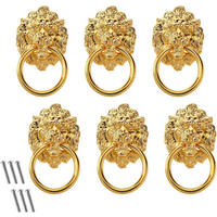 SCHRANKKNOPF Gold Löwenkopf 6er-Set Zinklegierung - Goldfarben, Metall (4.2/3/6.9cm)