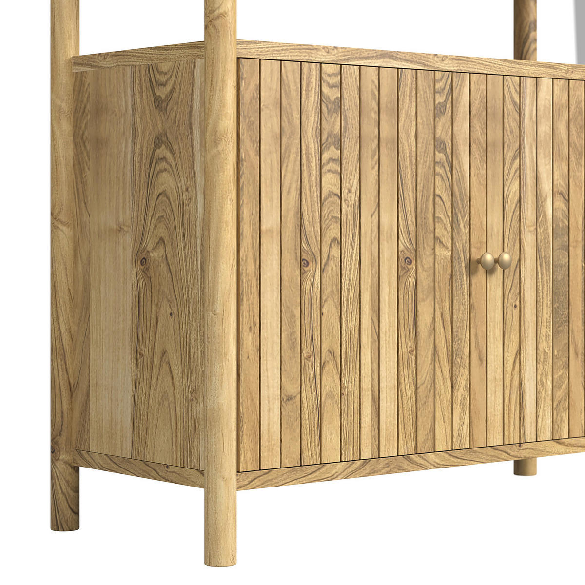 MASSIVER UNTERSCHRANK - Akazie massiv / Marmor - Grau, Holz/Holzwerkstoff (83/107/38cm) - home24