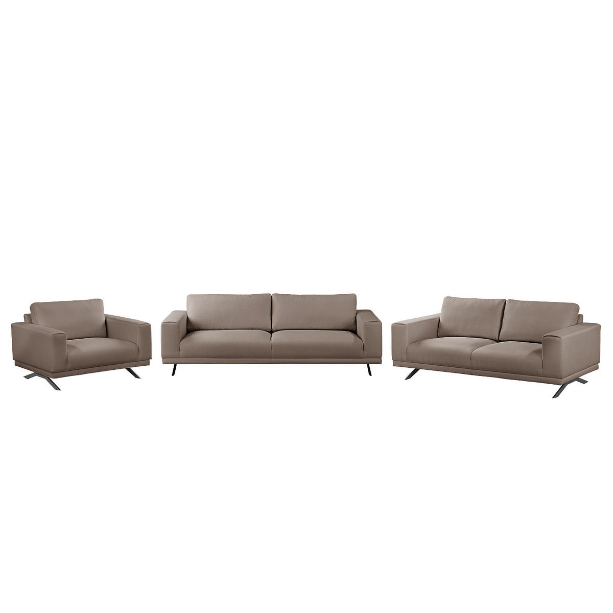 POLSTERGARNITUR (3-2-1) - Strukturstoff - Grau, Textil (1/1/1cm) - home24