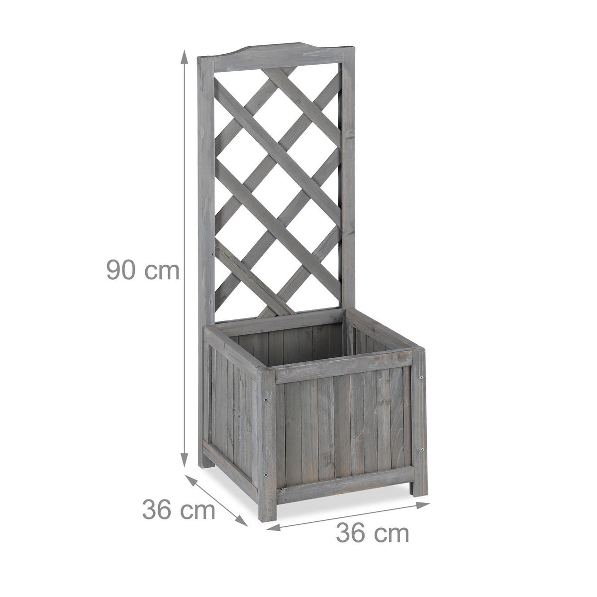 RANKKASTEN - Grau, Holz (36/90/36cm) - Relaxdays