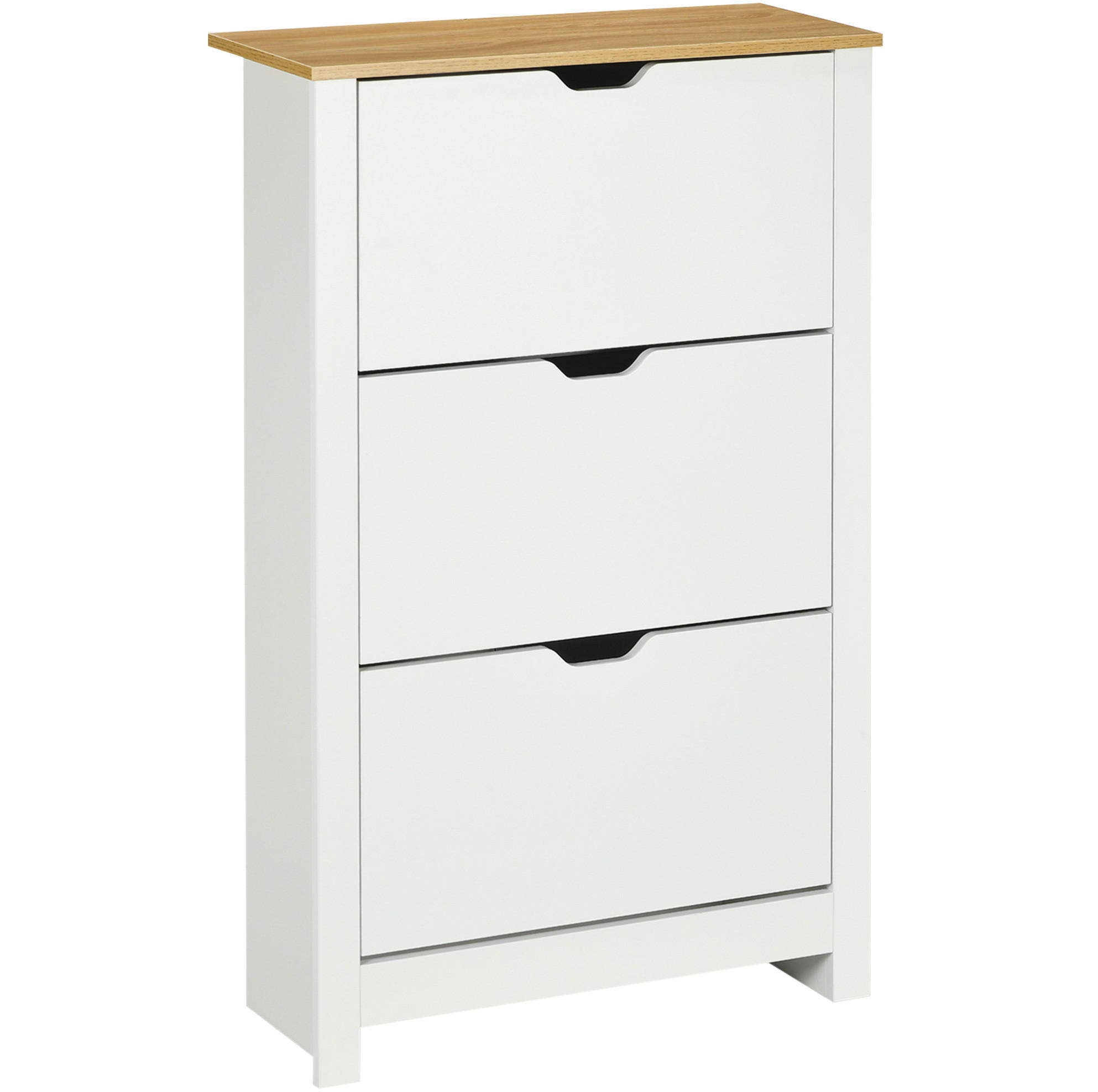 SCHUHSCHRANK 72/26/112 cm in Weiß mit 3 Klappen und Ablage - Weiß, Holzwerkstoff (72/112/26cm) - Flora Grace
