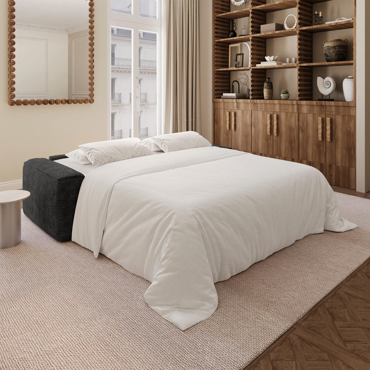 SCHLAFSOFA Express COMO Cord Schwarz 236cm - Schwarz, Textil (236/78/100cm) - Premium Interiors