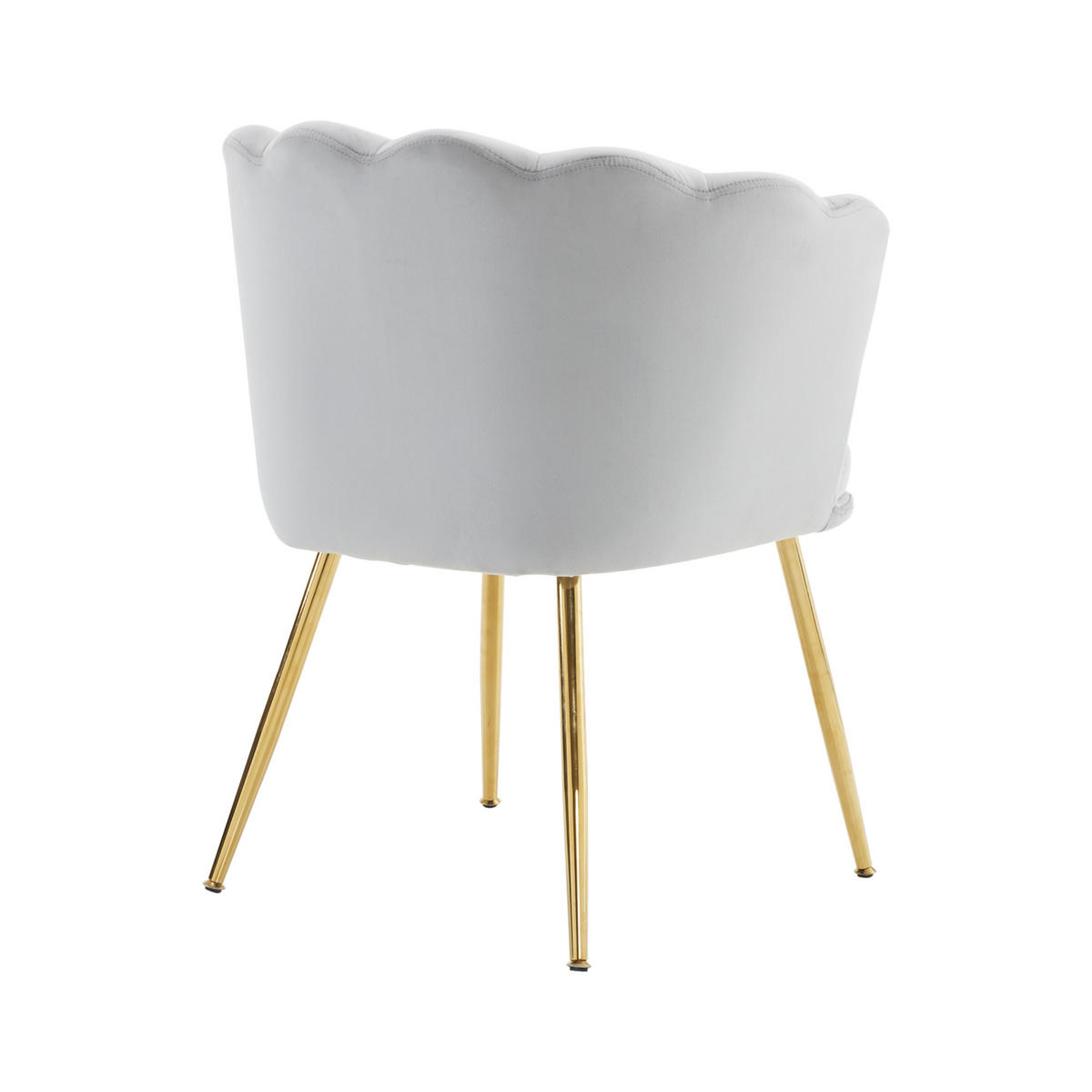 SESSEL Samt Polster Blütenblatt-Rückenlehne mit Goldfüßen & Kissen Grau - Grau, Holz (62/43/54cm) - FLIEKS