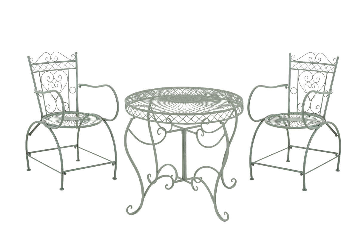 BALKONSET Bistroset Lorin Metall Antik-grün 2 Personen - Grün, Metall - DELUKE