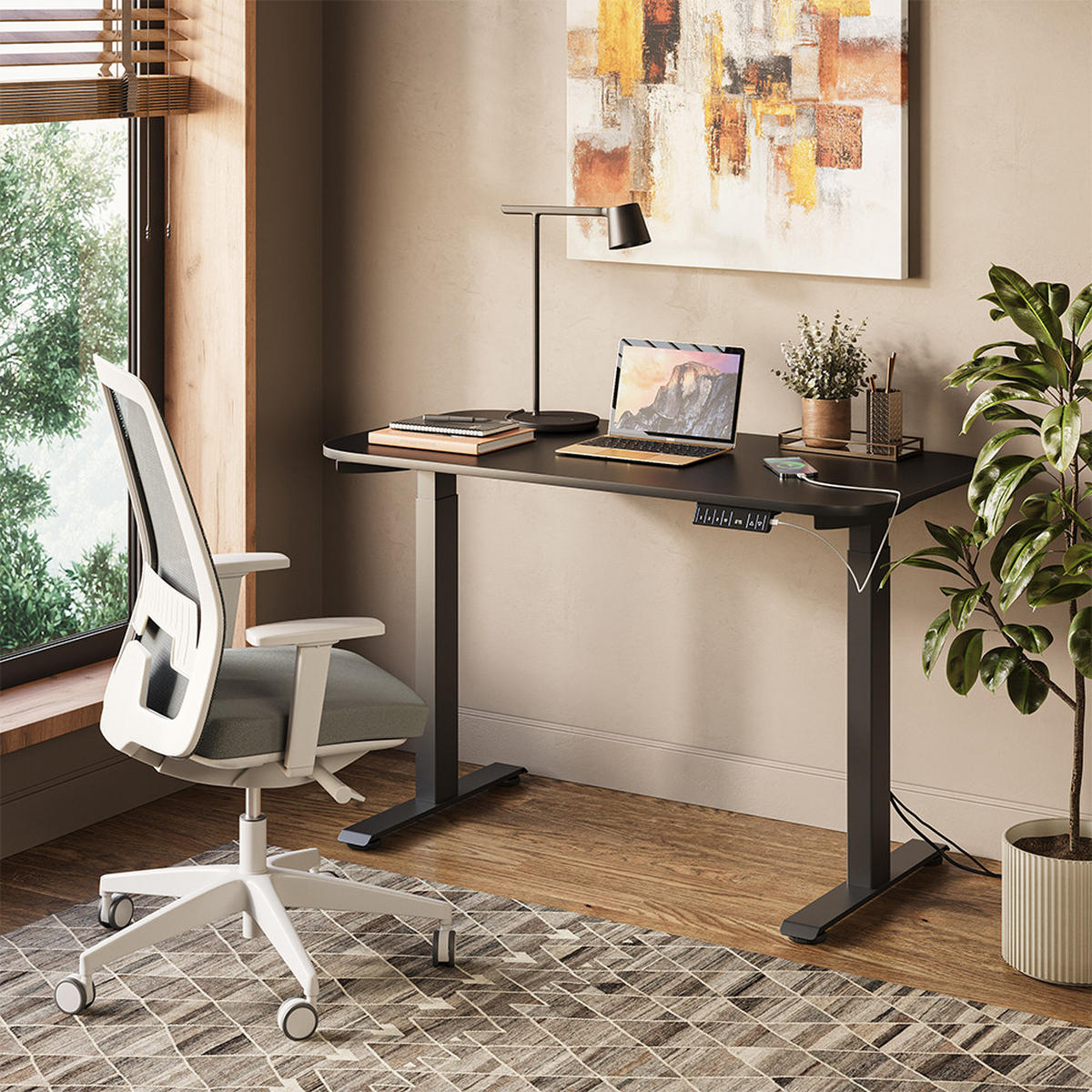 PSACÍ STŮL Elevate Černá/Antracitová - černá/antracitová, kompozitní dřevo (60/120/120cm) - Vicco