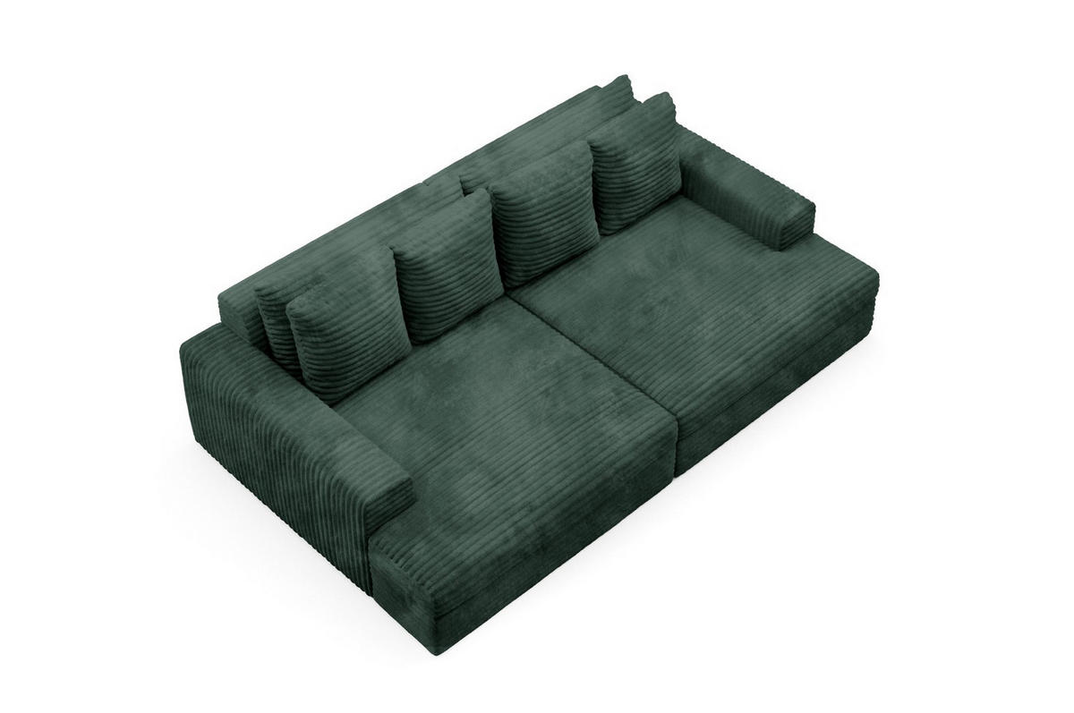 SCHLAFSOFA Premium Extra Komfort Grün - Schwarz/Grün, Holz/Holzwerkstoff (272/42/167cm) - Furnisell
