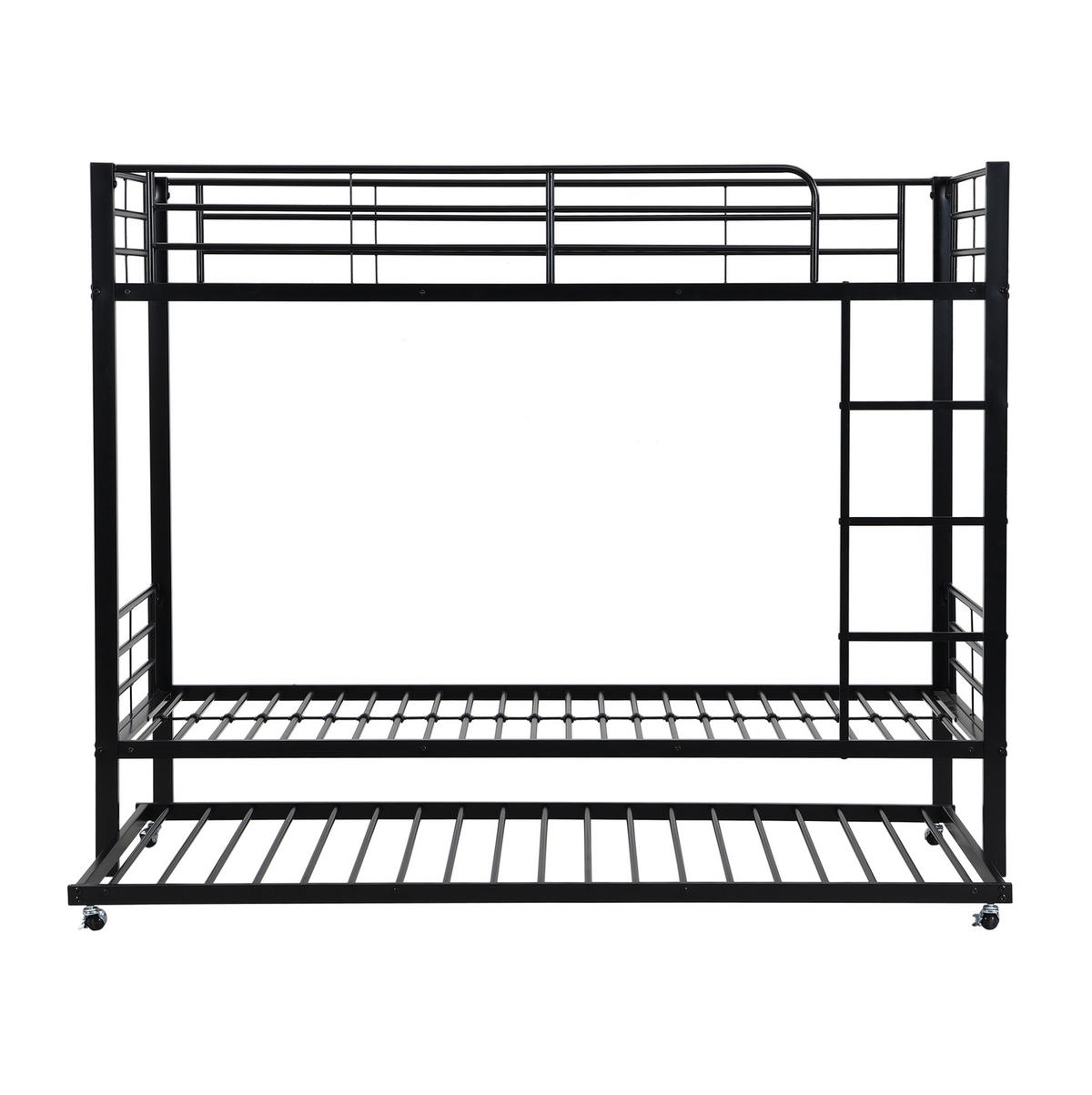 ETAGENBETT aus Metall 90x200 cm in Schwarz mit Ausziehbett - Schwarz, Metall (90/190cm) - Modfu