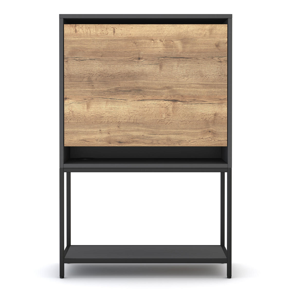 SEKRETÄR Cubas Premium Schwarz /76-76cm Anthrazit - Anthrazit/Schwarz, Holz/Metall (36/80/121.2cm) - ASSMANN