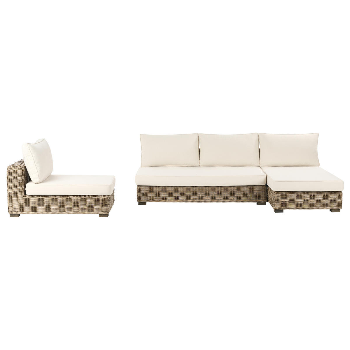 LOUNGE SADA 4-místná Bílá Varallo - šedá/bílá, přírodní materiály - Beliani
